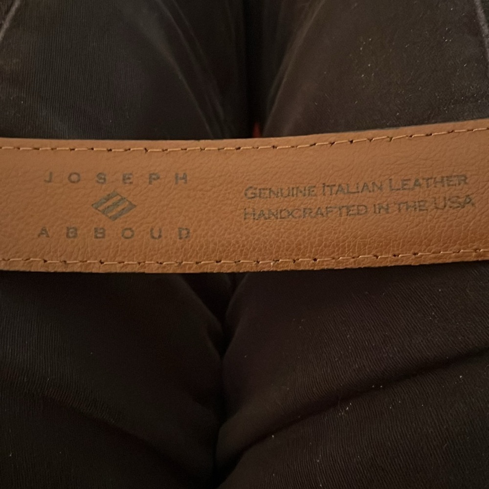 Joseph Abboud Men’s Brown Italian Leather Belt Brushed Distressed Brass Buckle - Picture 9 of 16